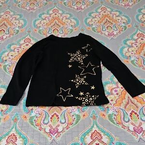 Girl's Cat & Jack Black Star Shirt Long Sleeve, S(6/6x)